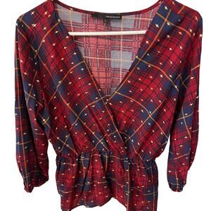 harve benard red & blue blouse women's size large concert festival